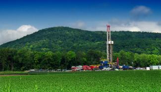 A Marcellus shale gas-drilling site along Route 87, Lycoming County, PA.