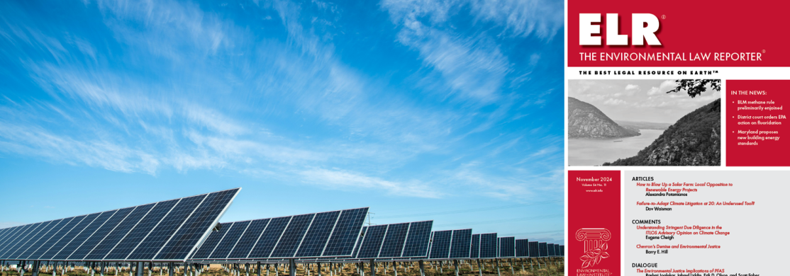 How to Blow Up a Solar Farm: Local Opposition to Renewable Energy Projects November 2024 ELR Carousel